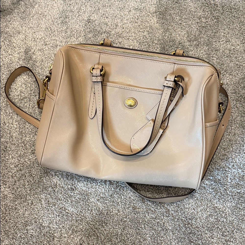 Coach - Peyton Nancy Beige Leather Handbag